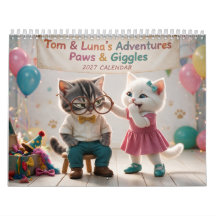 Calendrier drôle de Tom & Luna 2027 - Paws & Giggl