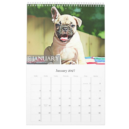 CALENDRIER DU BOULEDOGUE 2015 FRANÇAIS (Jan 2027)