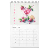 Calendrier du cocktail d'aquarelle (Feb 2027)