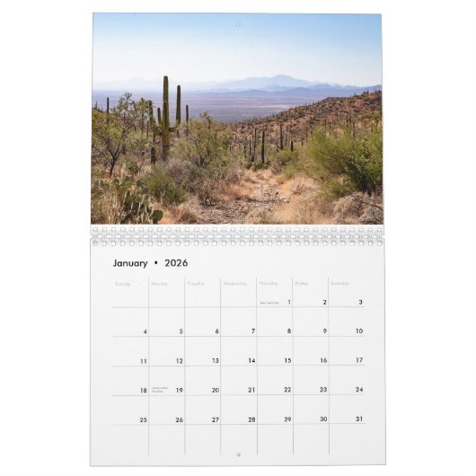 Calendrier du désert de Sonoran (Jan 2026)