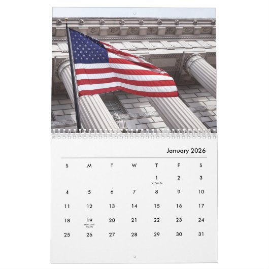 Calendrier du drapeau américain 2025 (Jan 2026)