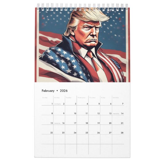 Calendrier du drapeau américain épopé Trump (Feb 2026)