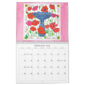 Calendrier du jardin des fleurs d'aquarelle (Feb 2026)