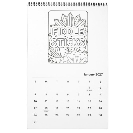 Calendrier du livre de coloriage inspirationnel (Jan 2027)