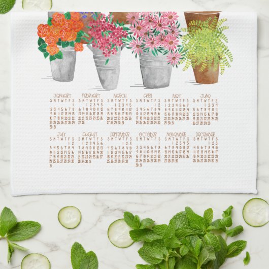 Calendrier du marché aux fleurs Serviette de cuisi (Plié)