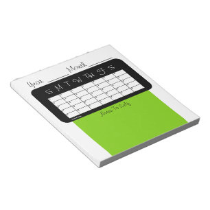 Calendrier du mois Bloc-notes vert jaune
