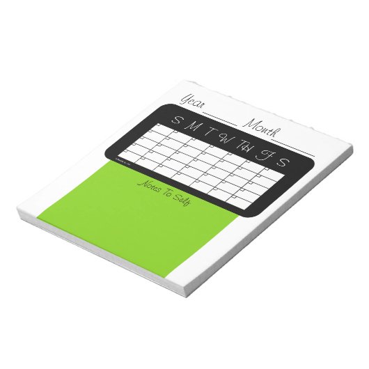 Calendrier du mois Bloc-notes vert jaune (Tourné)