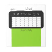 Calendrier du mois Bloc-notes vert jaune (Devant)