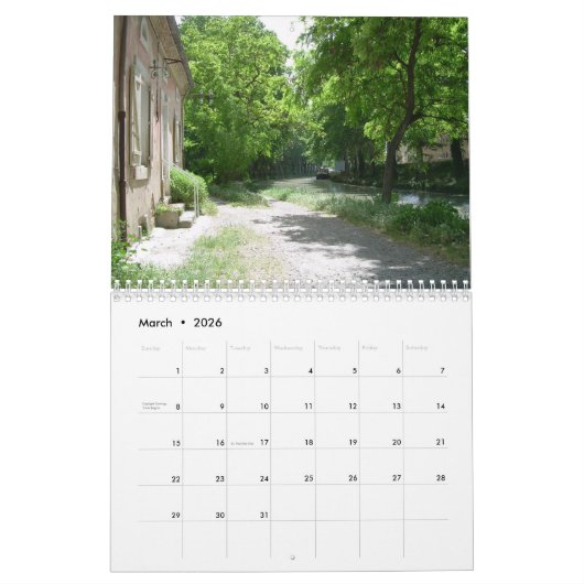 Calendrier du mur Canal du Midi (Mar 2026)
