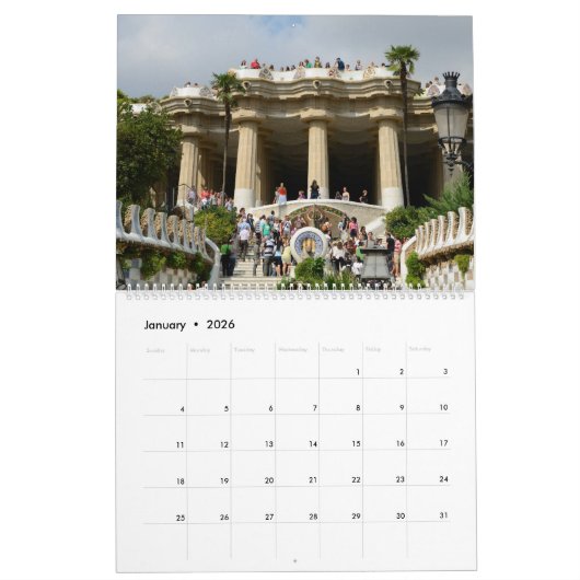 Calendrier du mur de 12 mois Barcelone, Espagne (Jan 2026)