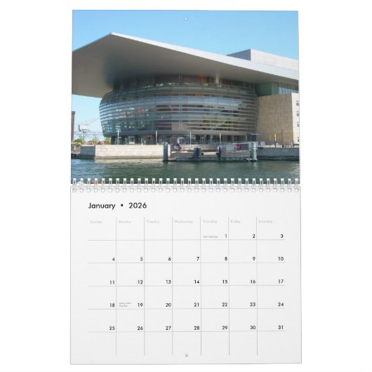 Calendrier du mur de Copenhague, Denkmark (Jan 2026)