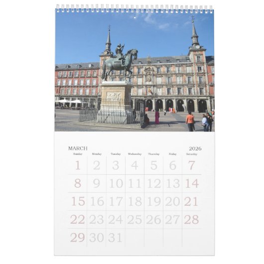 Calendrier du mur de Madrid 12 mois (Mar 2026)