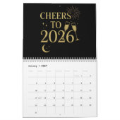 Calendrier du Nouvel An 2026 - Elegant Gold & Blac (Jan 2027)