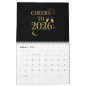 Calendrier du Nouvel An 2026 - Elegant Gold & Blac (Feb 2027)