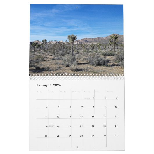 Calendrier du parc national Joshua Tree 2020 (Jan 2026)