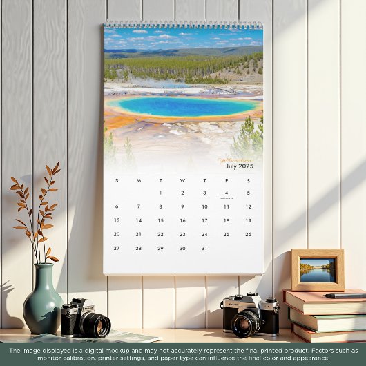 Calendrier du parc national Yellowstone 2025