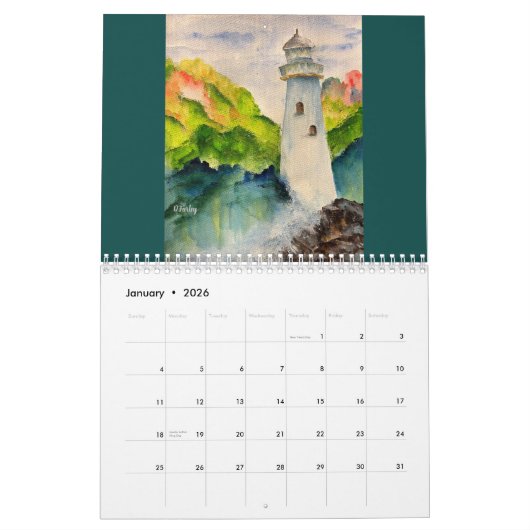 Calendrier du phare de Seascapes (Jan 2026)