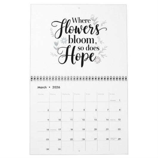 Calendrier d'une année d'inspiration (Mar 2026)