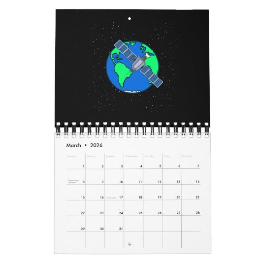 Calendrier Earth and satellite dans l'espace (Mar 2026)