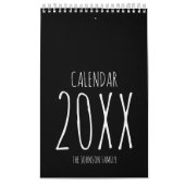 Calendrier Écriture calligraphique en noir et blanc (Protection)