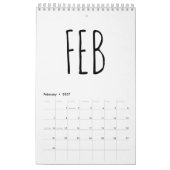 Calendrier Écriture simple en noir et blanc (Feb 2027)