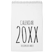 Calendrier Écriture simple en noir et blanc (Protection)