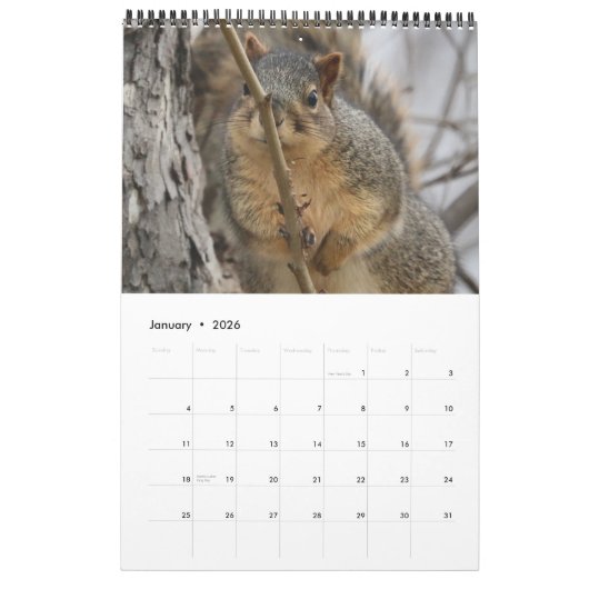 Calendrier Écureuil (Jan 2026)