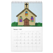Calendrier Église chrétienne avec l'illustration (Feb 2027)