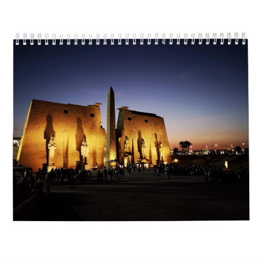 Calendrier Égypte ancienne avec pyramides, temples du Sphinx (Dos)