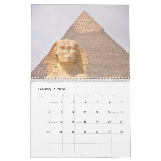 Calendrier Égypte ancienne Hatshepsut Temple paysage 2025 (Feb 2026)