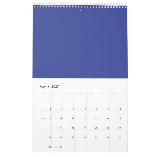 Calendrier Élégance des Fêtes Royale Bleue (Mai 2027)
