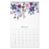 Calendrier Elégant aquarelle Floral Botanique (Mar 2026)