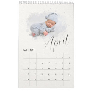 Calendrier Elégant Aquarelle Script Multi Photo Calendar