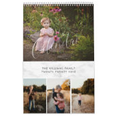 Calendrier Elégant blanc Aquarelle Script Multi Photo (Protection)