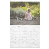 Calendrier Elégant blanc Aquarelle Script Multi Photo (Jan 2026)