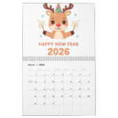 Calendrier elegant happy new year 2026 wall calendar (Mar 2026)
