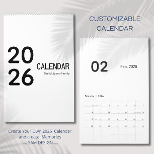 Calendrier Élégant Minimaliste 2026
