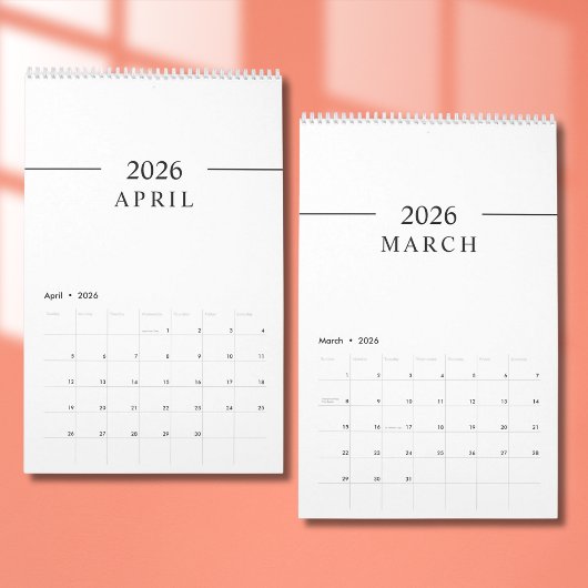 Calendrier Élégant Minimaliste 2026