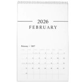 Calendrier Élégant Minimaliste 2026 (Feb 2027)
