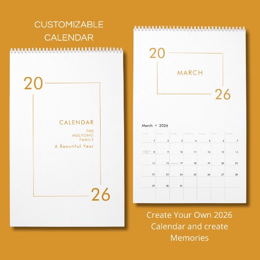 Calendrier Élégant Minimaliste Moderne 2026