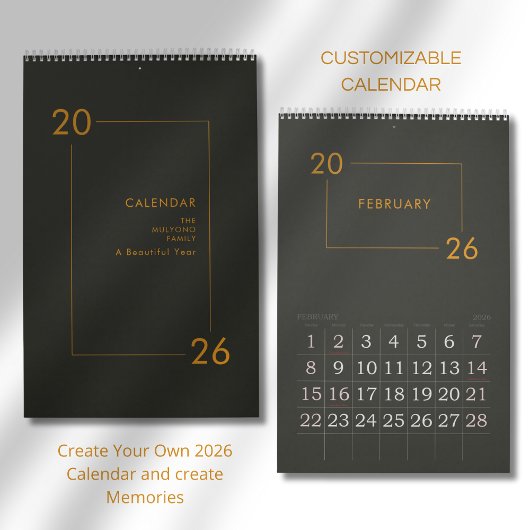 Calendrier Élégant Minimaliste Moderne 2026