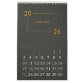 Calendrier Élégant Minimaliste Moderne 2026 (Jan 2027)