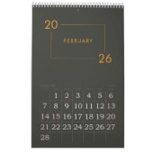 Calendrier Élégant Minimaliste Moderne 2026 (Feb 2027)