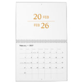 Calendrier Élégant Minimaliste Moderne 2026 (Feb 2027)