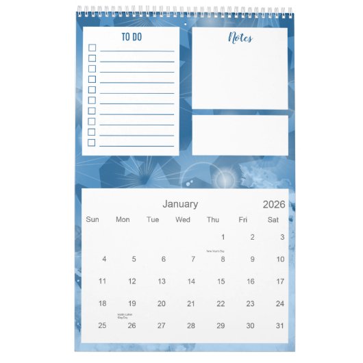 Calendrier Élégant Moderne Classique Bleu Étoiles motif (Jan 2026)