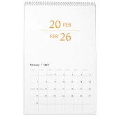 Calendrier élégant moderne minimaliste 2026 (Feb 2027)