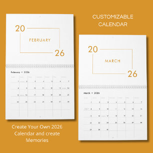 Calendrier Élégant Moderne Minimaliste 2026
