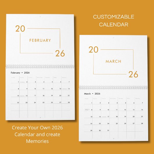 Calendrier Élégant Moderne Minimaliste 2026