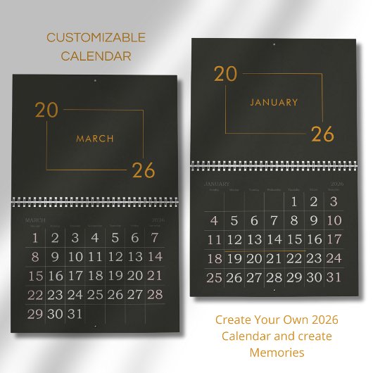 Calendrier Élégant Moderne Minimaliste 2026