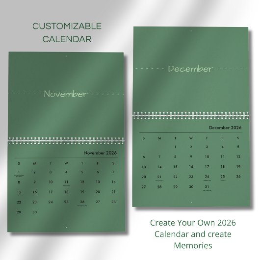 Calendrier Élégant Moderne Minimaliste 2026
